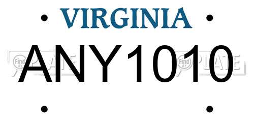 ANY1010 Virginia License Plate