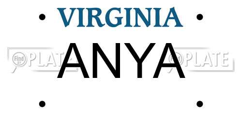 ANYA Virginia License Plate