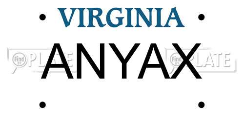 ANYAX Virginia License Plate