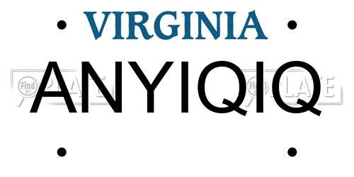 ANYIQIQ Virginia License Plate