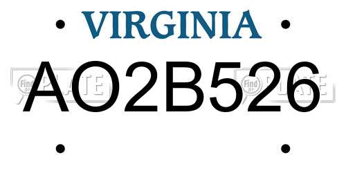 AO2B526 Virginia License Plate
