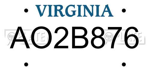AO2B876 Virginia License Plate