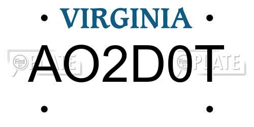 AO2D0T Virginia License Plate