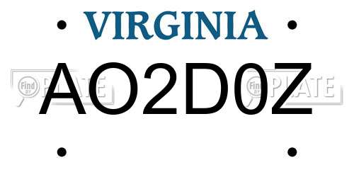AO2D0Z Virginia License Plate