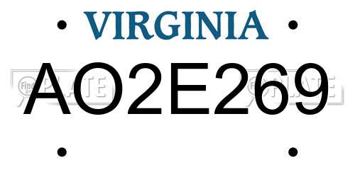 AO2E269 Virginia License Plate