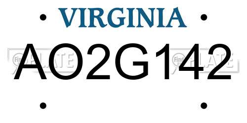 AO2G142 Virginia License Plate