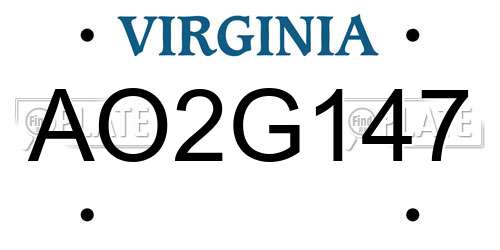 AO2G147 Virginia License Plate