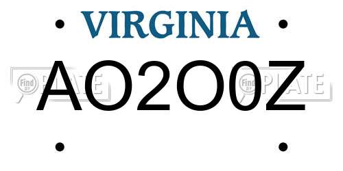AO2O0Z Virginia License Plate