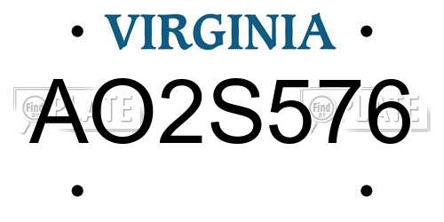 AO2S576 Virginia License Plate