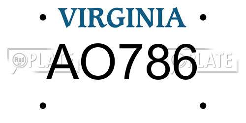 AO786 Virginia License Plate