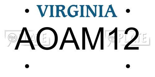 AOAM12 Virginia License Plate