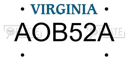 AOB52A Virginia License Plate