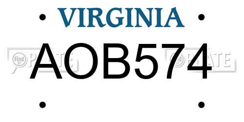 AOB574 Virginia License Plate
