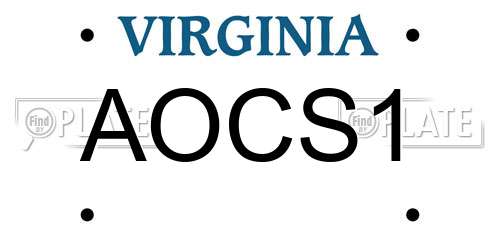AOCS1 Virginia License Plate