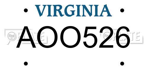 AOO526 Virginia License Plate