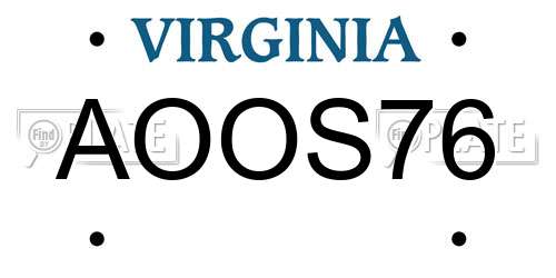 AOOS76 Virginia License Plate