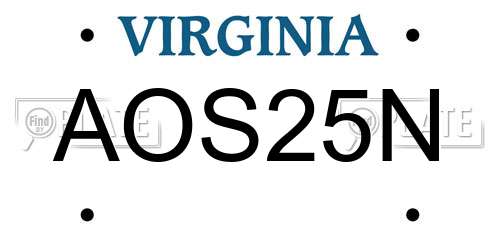 AOS25N Virginia License Plate