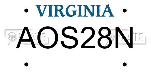 AOS28N Virginia License Plate