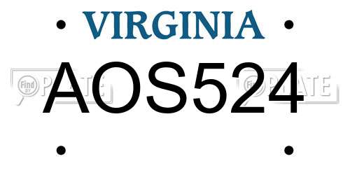 AOS524 Virginia License Plate