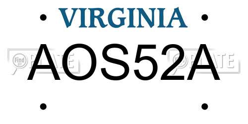 AOS52A Virginia License Plate