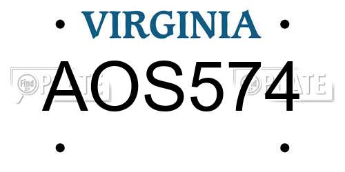 AOS574 Virginia License Plate