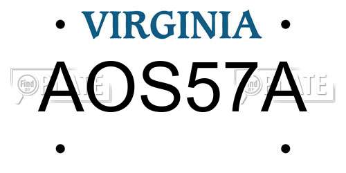 AOS57A Virginia License Plate