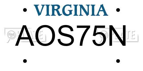 AOS75N Virginia License Plate