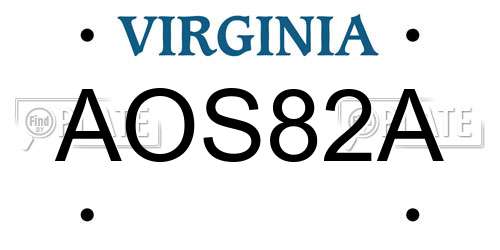 AOS82A Virginia License Plate