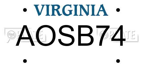 AOSB74 Virginia License Plate