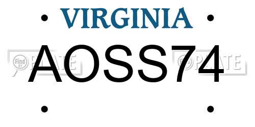 AOSS74 Virginia License Plate