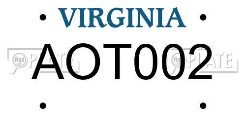 AOT002 Virginia License Plate