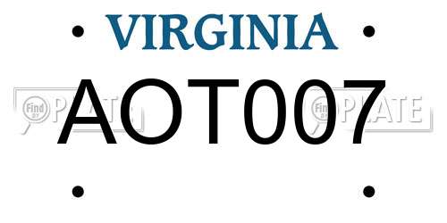 AOT007 Virginia License Plate