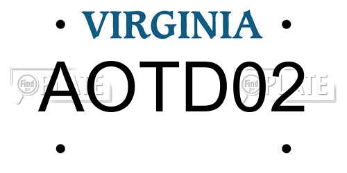 AOTD02 Virginia License Plate