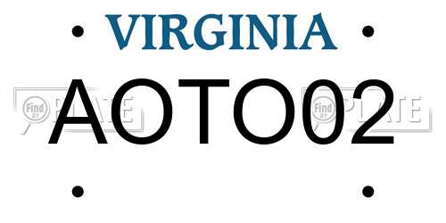 AOTO02 Virginia License Plate