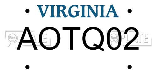 AOTQ02 Virginia License Plate