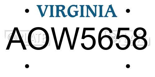 AOW5658 Virginia License Plate