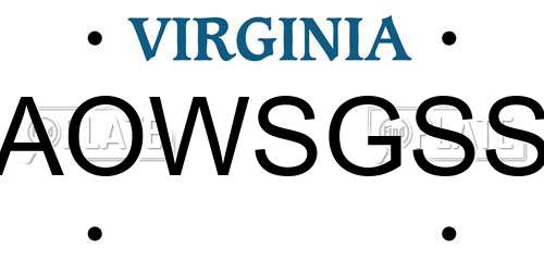 AOWSGSS Virginia License Plate