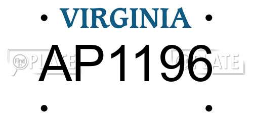 AP1196 Virginia License Plate