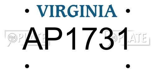 AP1731 Virginia License Plate