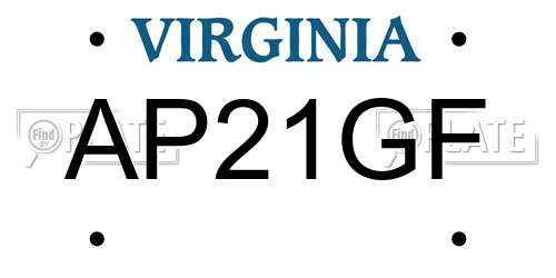 AP21GF Virginia License Plate