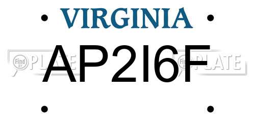AP2I6F Virginia License Plate