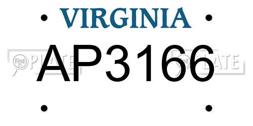 AP3166 Virginia License Plate
