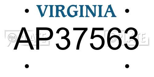 AP37563 Virginia License Plate
