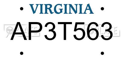 AP3T563 Virginia License Plate