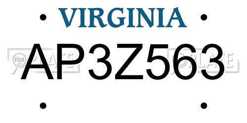 AP3Z563 Virginia License Plate