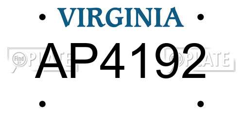 AP4192 Virginia License Plate