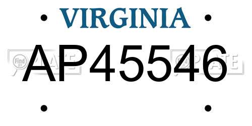 AP45546 Virginia License Plate