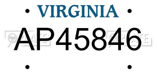AP45846 Virginia License Plate