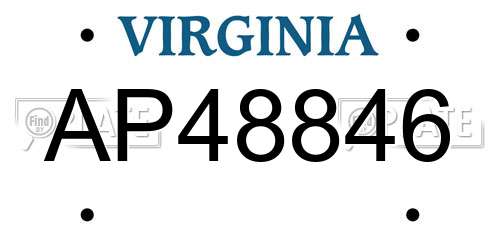 AP48846 Virginia License Plate