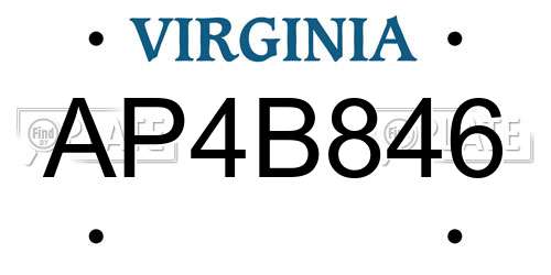 AP4B846 Virginia License Plate